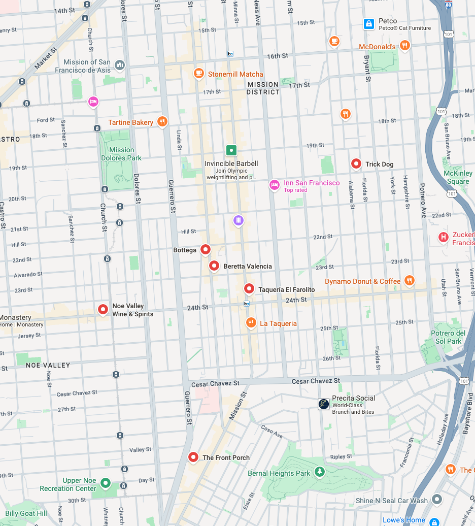 Mission District route map